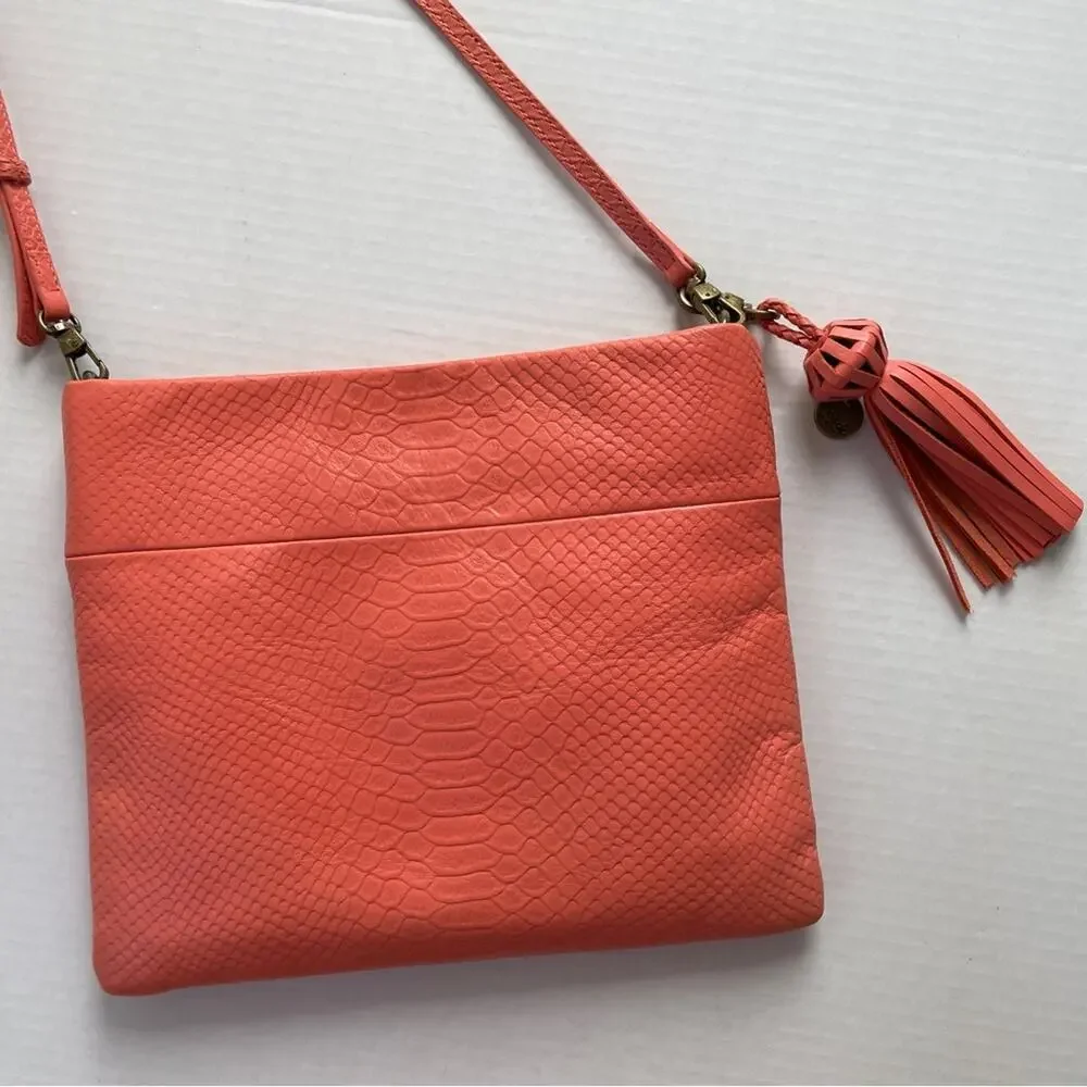 The Sak Coral Crossbody Leather Tassel Purse Croc Embossed Convertible Strap